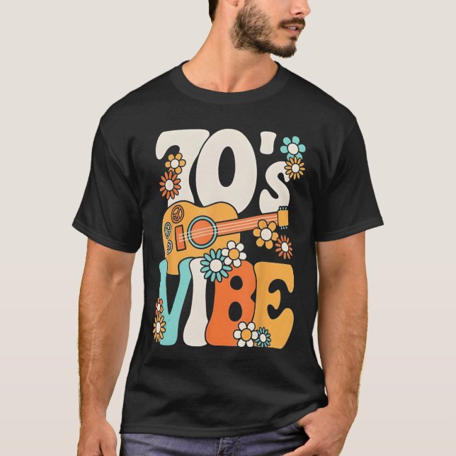 70-talsvibe Rollig 70-tals Retroparty Boho Hippie  T Shirt (Framsida)
