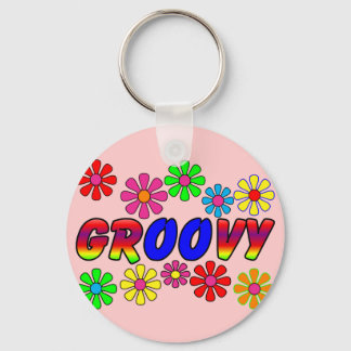 70-tums PowerGattar för Retro-blomma i Groovy Nyckelring