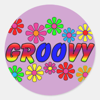 70-tums PowerGattar för Retro-blomma i Groovy Runt Klistermärke