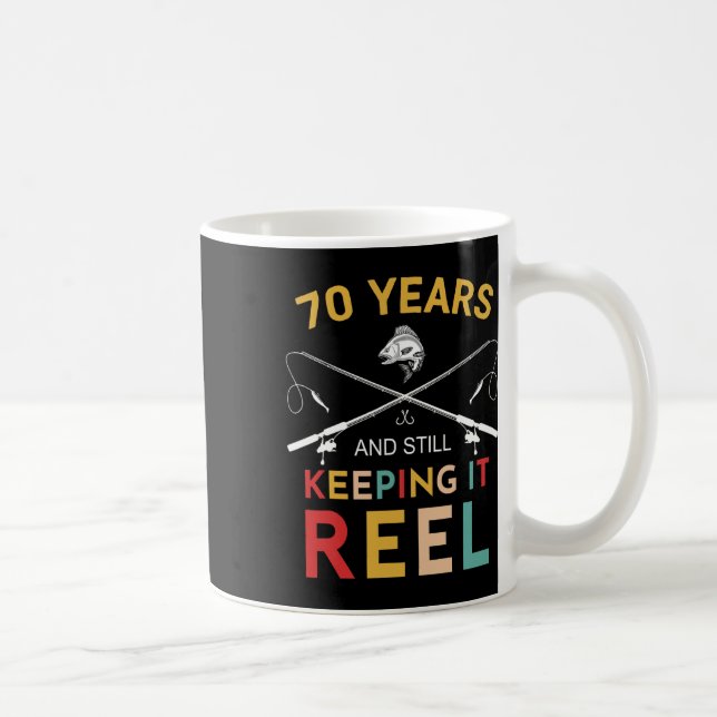70 Years And Still Keeping It Reel 70th Birthday F Kaffemugg (Höger)