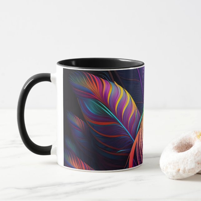 70s 60s Psychedelic Feathers  Mugg (Med munk)
