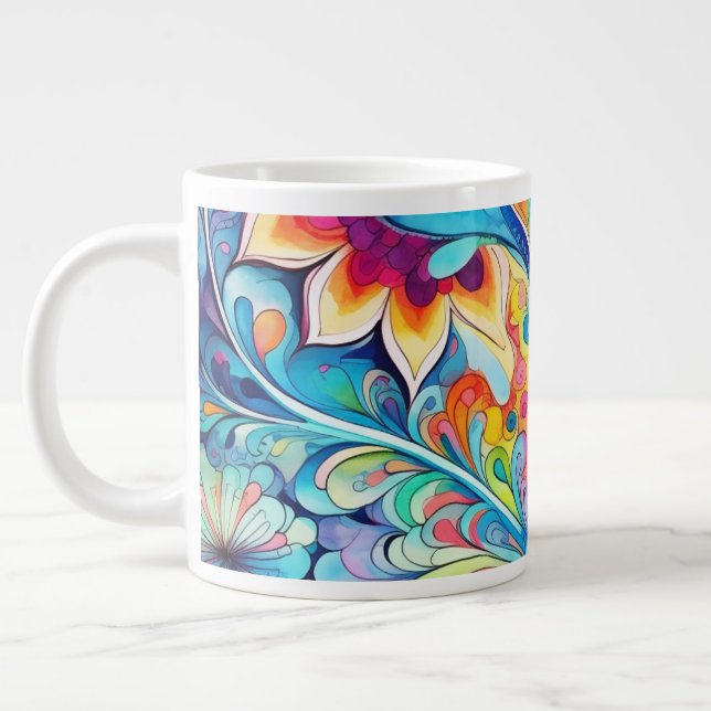 70s 60s Psychedelic Hippy Retro Hip Jumbo Mugg (Vänster)