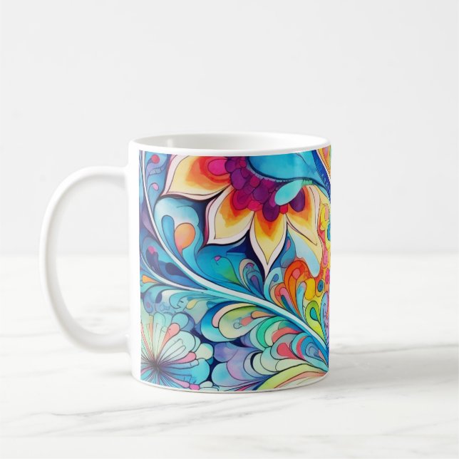 70s 60s Psychedelic Hippy Retro Hip Kaffemugg (Vänster)