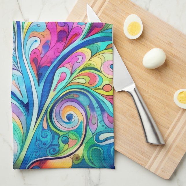 70s 60s Psychedelic Hippy Retro Hip Kökshandduk (Vikt i Fjärdedel)