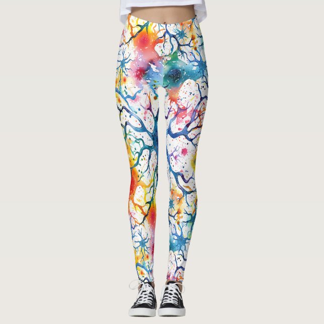 70s 60s Psychedelic Hippy Retro Hip Leggings (Framsida)