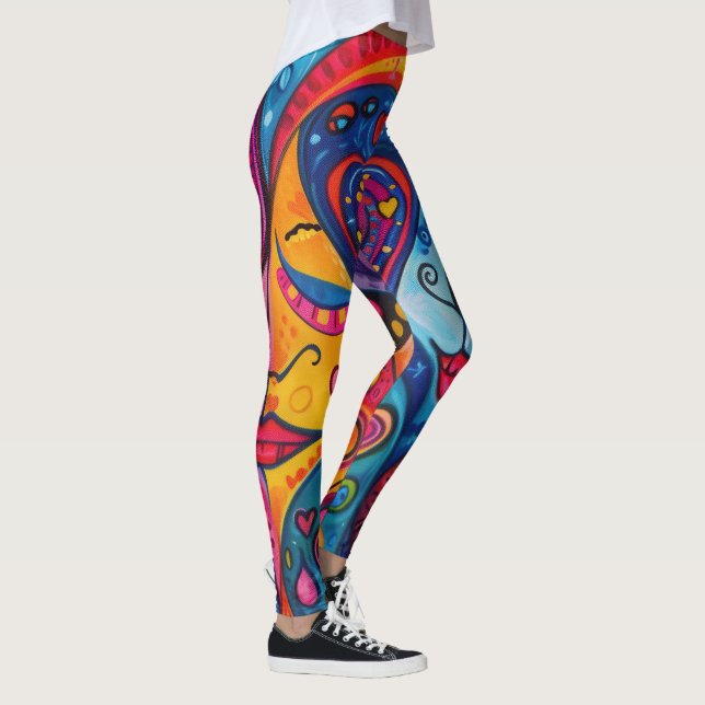70s 60s Psychedelic Hippy Retro Hip Leggings (Höger)