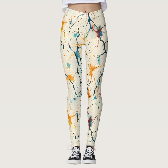 70s 60s Psychedelic Hippy Retro Hip Leggings (Framsida)