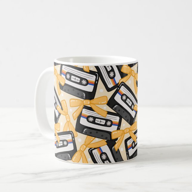 70s 80s 90s Retro Cassette Tape Music Kaffemugg (Framsida vänster)