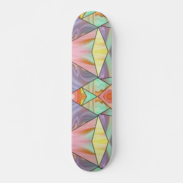 70S Boho Marble Vibes Mini Skateboard Bräda 18,5 Cm (Framsida)