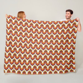 70s Bold Retro Modern Motif in Orange & Brown Fleecefilt