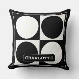 70s Checks and Circles Black and White Kudde