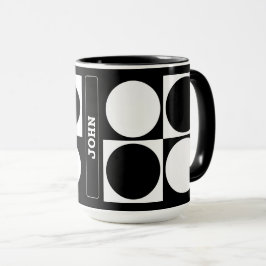 70s Checks and Circles Black and White Mugg