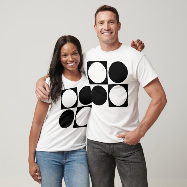 70s Checks and Circles Black and White T Shirt (Unisex)
