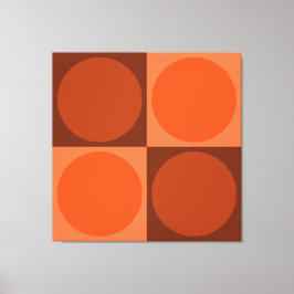70s Checks and Circles Flame Orange Canvastryck