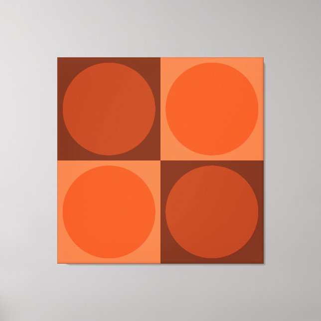 70s Checks and Circles Flame Orange Canvastryck (Framsida)