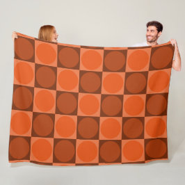 70s Checks and Circles Flame Orange Fleecefilt