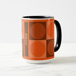 70s Checks and Circles Flame Orange Mugg