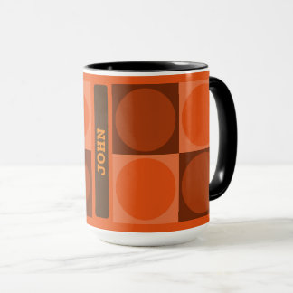 70s Checks and Circles Flame Orange Mugg