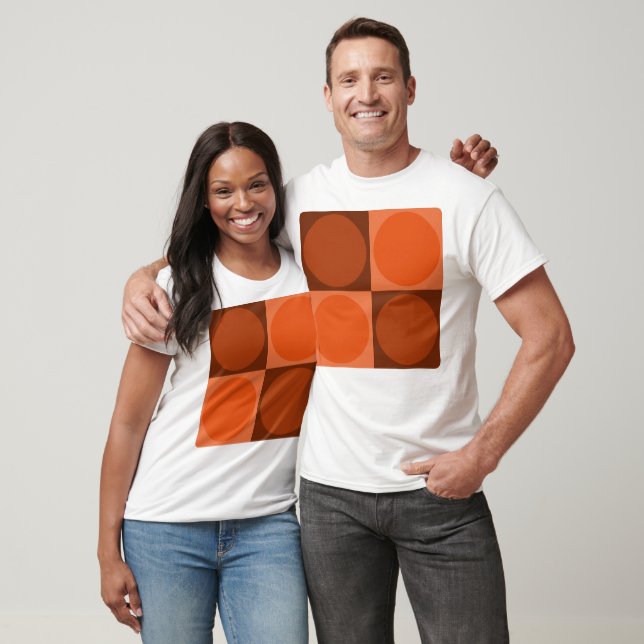70s Checks and Circles Flame Orange T Shirt (Unisex)