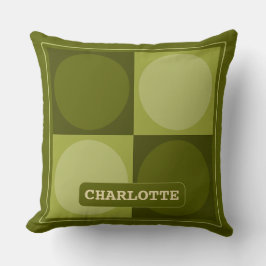 70s Checks and Circles Green Kudde