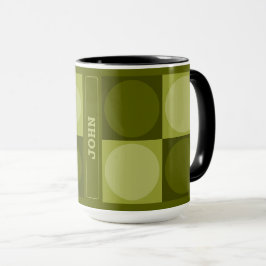 70s Checks and Circles Green Mugg