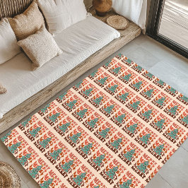 70s Christmas Rug Peace Love Pastel Home Look
