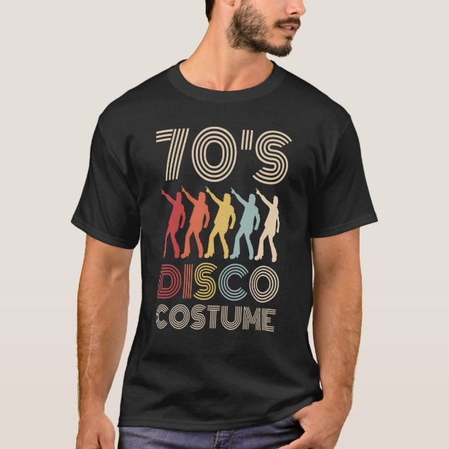 70s Disco Costume 70 Styles 1970s Men Themed Party T Shirt (Framsida)