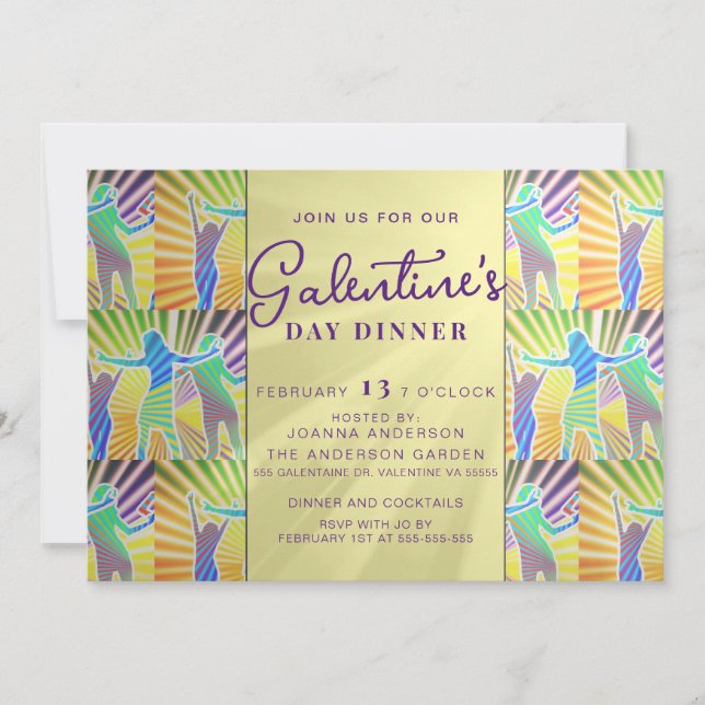 70's Disco Retro Faux Guld Galentine Dinner Brunch Inbjudningar (Framsida)
