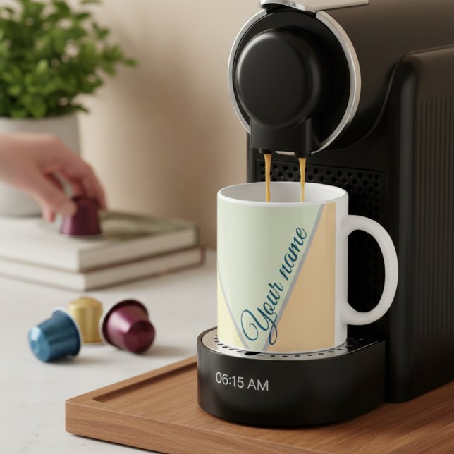 70s Färg block Sage grönt Triangles eget namn Kaffemugg (Skapare uppladdad)