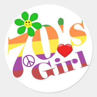 70's Girl Retro Stickers Runt Klistermärke