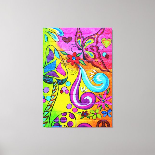 70's hippie psychedelic butterfly canvas (Framsida)