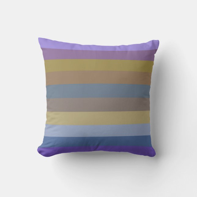 70s Horizontal Stripes in Lilac, Mustard & Caramel Kudde (Framsida)