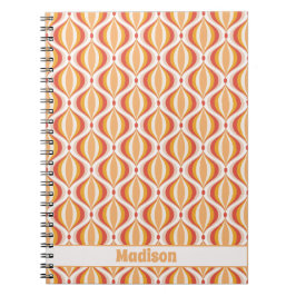70s nostalgia notebook groovy optical pattern anteckningsbok