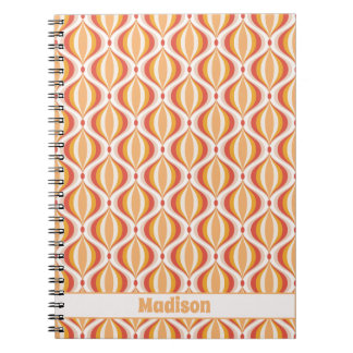 70s nostalgia notebook groovy optical pattern anteckningsbok
