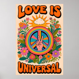 70s Peace symbol Pop Art Poster