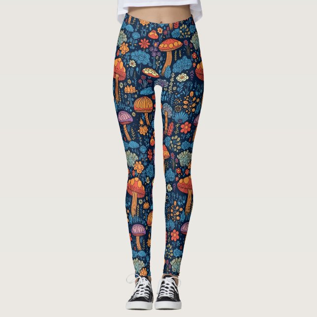 70's Psychadelic Groovy Mushroom Leggings (Framsida)