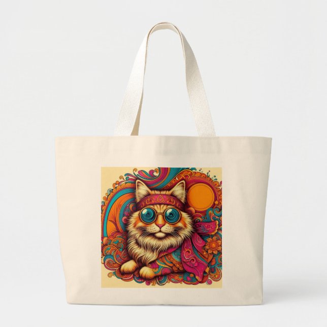 70's psychedelic cat jumbo tygkasse (Framsidan)