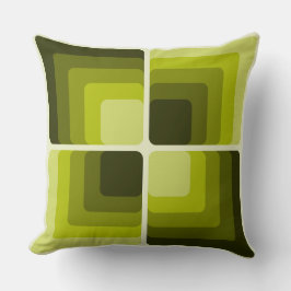 70s Rainbow Squares Monochrome Green Kudde