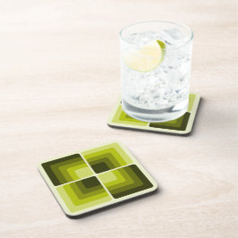 70s Rainbow Squares Monochrome Green Underlägg
