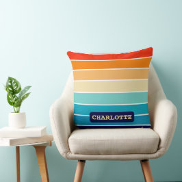 70s Rainbow Stripes Kudde