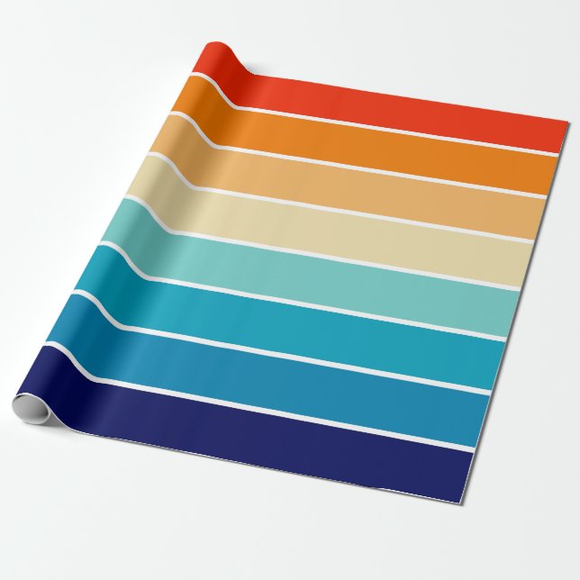 70s Rainbow Stripes Presentpapper (Utrullad)