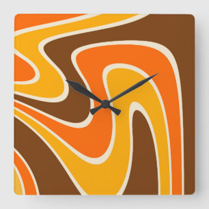 70s Retro Abstrakt Lava Design Fyrkantig Klocka