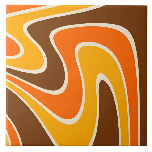 70s Retro Abstrakt Lava Design Kakelplatta (Framsidan)