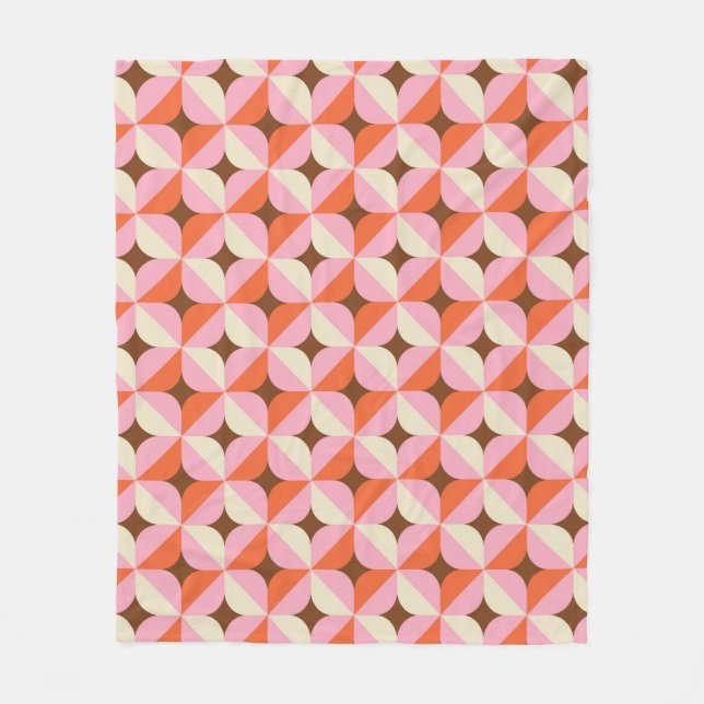 70s Retro Geometric Vintage Pattern Fleecefilt (Framsidan)