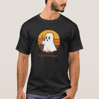 70s Retro Ghost Coffee Haunt T Shirt