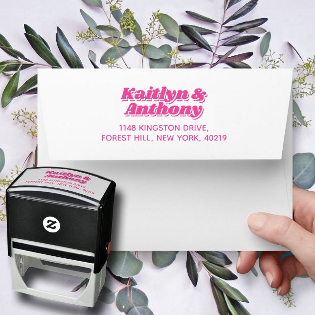 70's Retro Groovy Bröllop Självfärgande Stämpel (Skapare uppladdad)