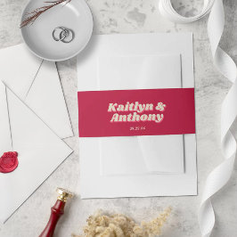 70's Retro Groovy Viva Magenta Bröllop Band För Inbjudningskort