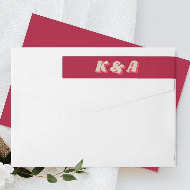 70's Retro Groovy Viva Magenta Bröllop Etikettband (Skapare uppladdad)