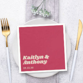 70's Retro Groovy Viva Magenta Bröllop Pappersservett