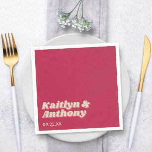 70's Retro Groovy Viva Magenta Bröllop Pappersservett